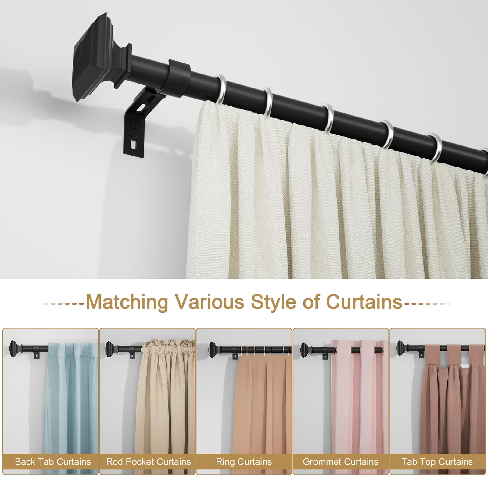 Euplar holding heavy drapes to demonstrate strong, durable support
