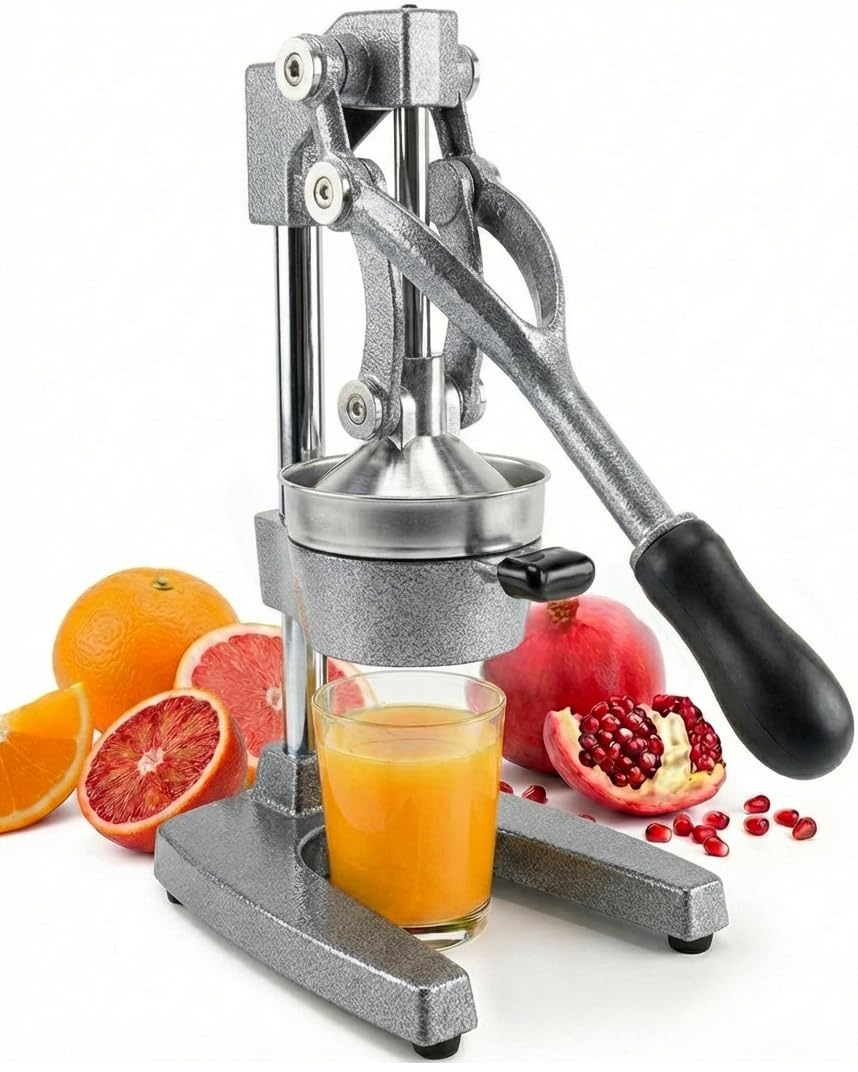 Eurolux front view of cast iron juicer showing sturdy build and stable base