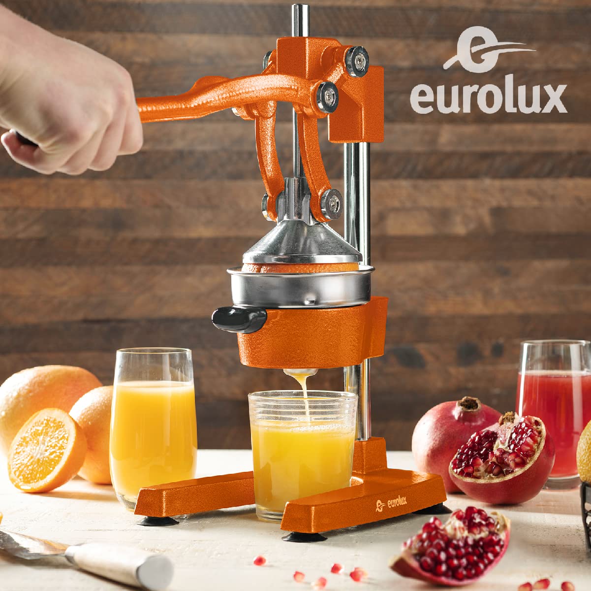 Eurolux stainless steel cup collecting juice, keeps measured servings accurate