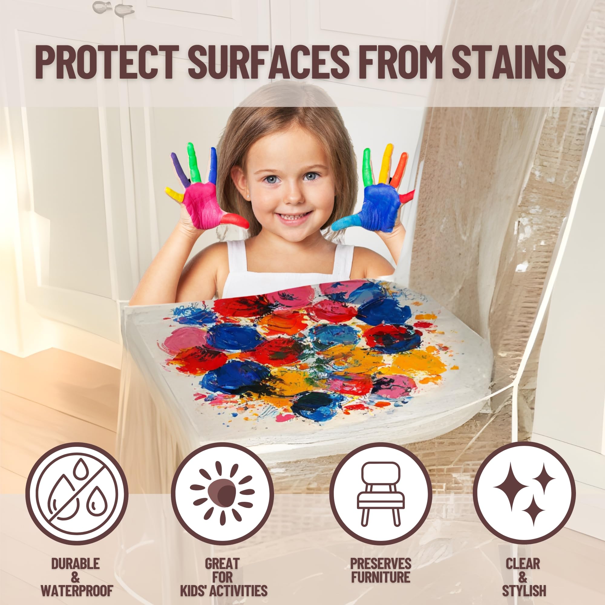 Evelots PVC texture close-up with white seam highlighting durability and wipe-clean benefit