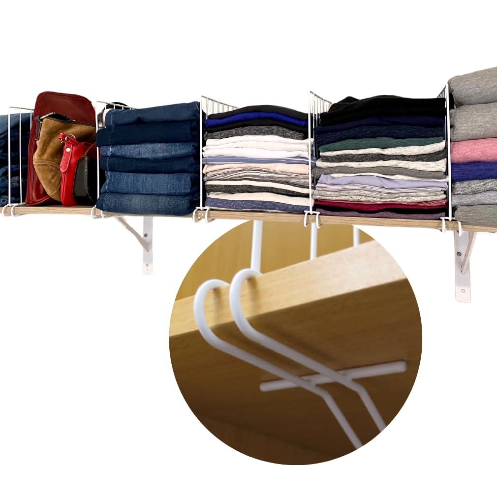 Evelots front packaging showing eight metal shelf dividers and set contents for easy organization
