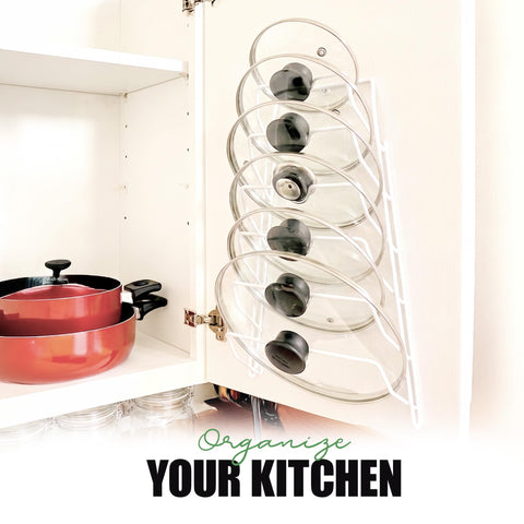 Evelots organizers mounted inside a pantry maximizing vertical space