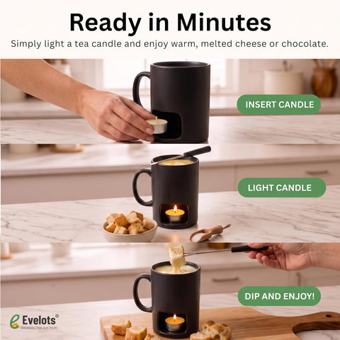 Evelots mugs with melted cheese and bread pieces highlighting appetizing tabletop presentation
