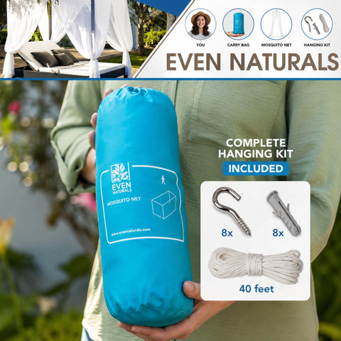 EVEN NATURALS folded net in carry bag for compact storage