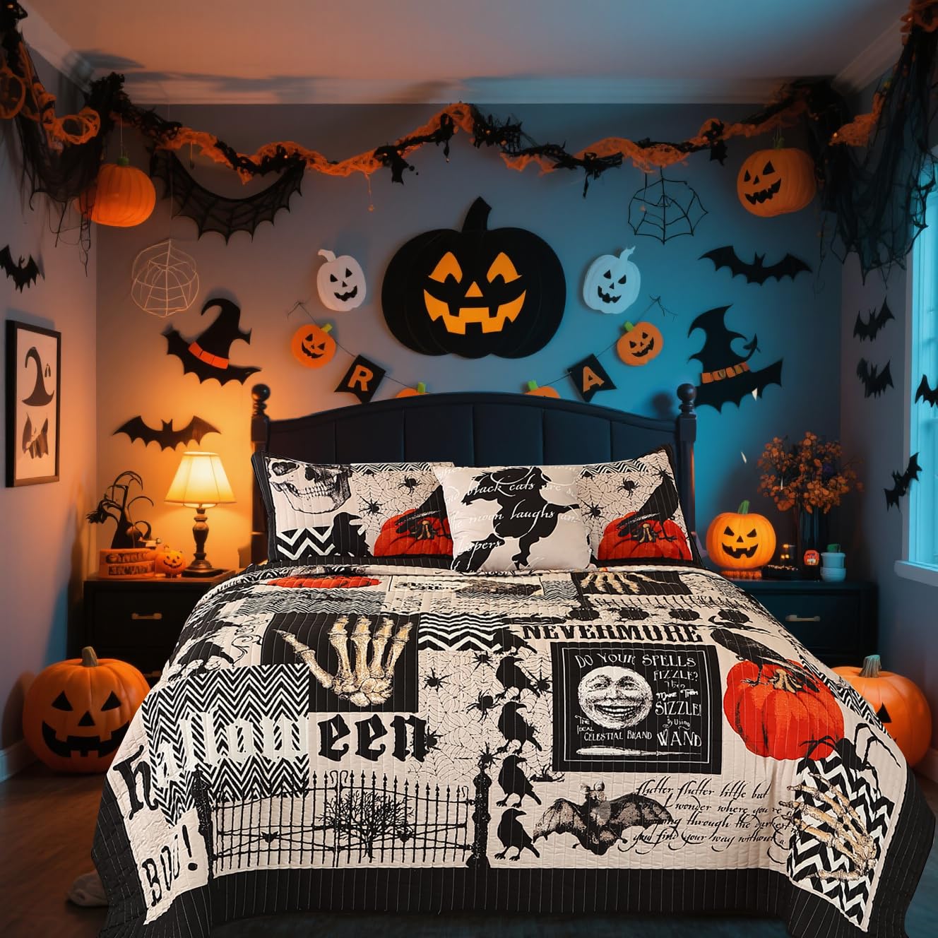 EVENHUG close-up of printed pattern showing texture and crisp Halloween graphics
