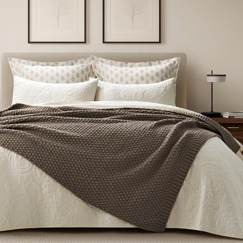 EverGrace throw draped over sofa adding warmth and a styled living room focal point