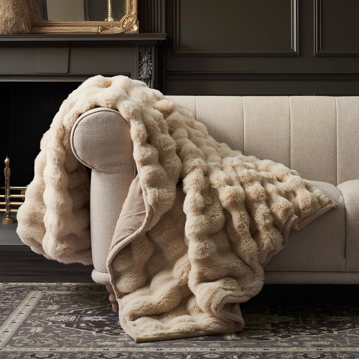 EverGrace front folded cream throw showcasing neat styling and inviting warmth