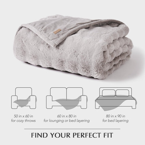 EverGrace hand touching faux fur demonstrating soft feel and comfort benefit