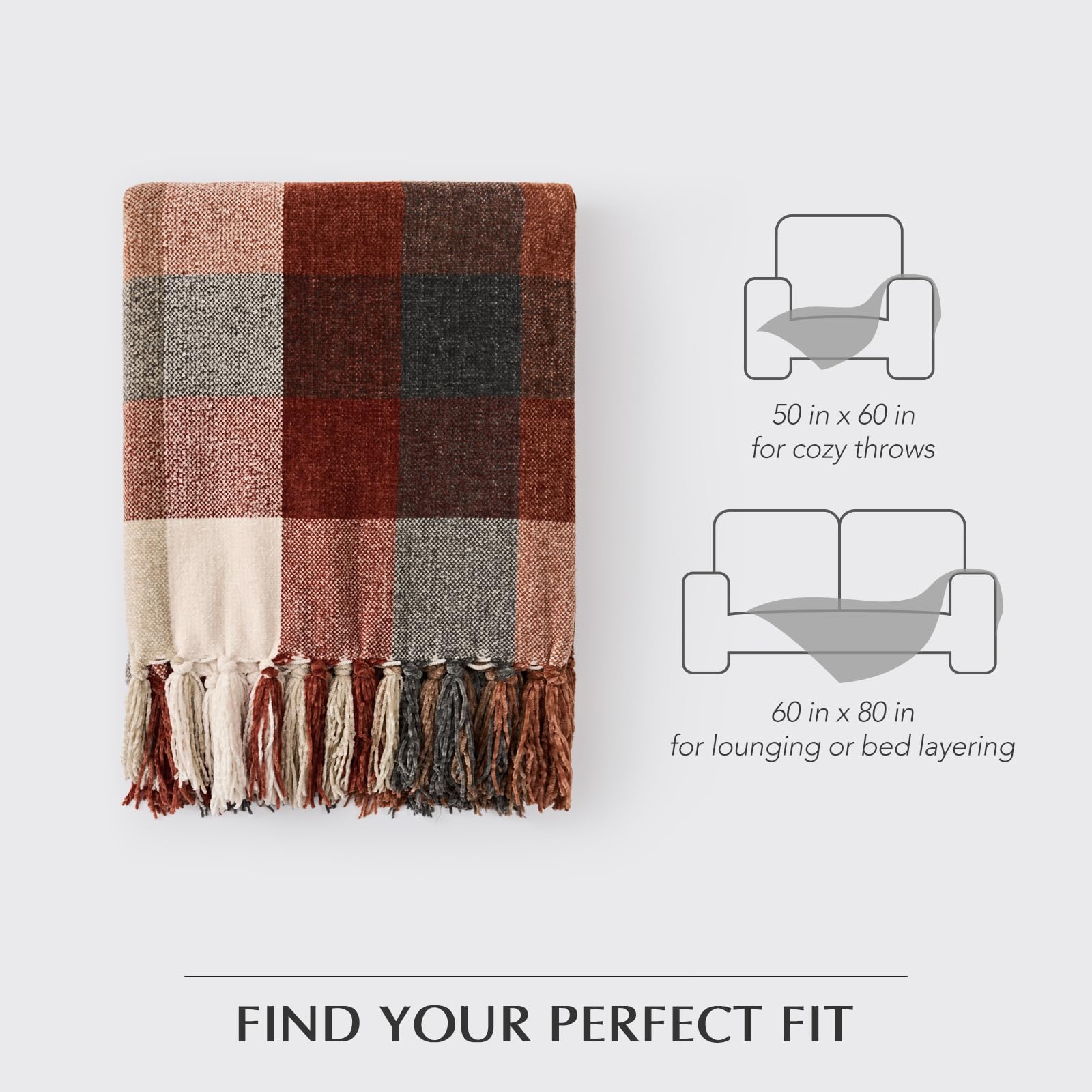 EverGrace draped at bed end showcasing plaid styling benefit: enhances bedroom layering