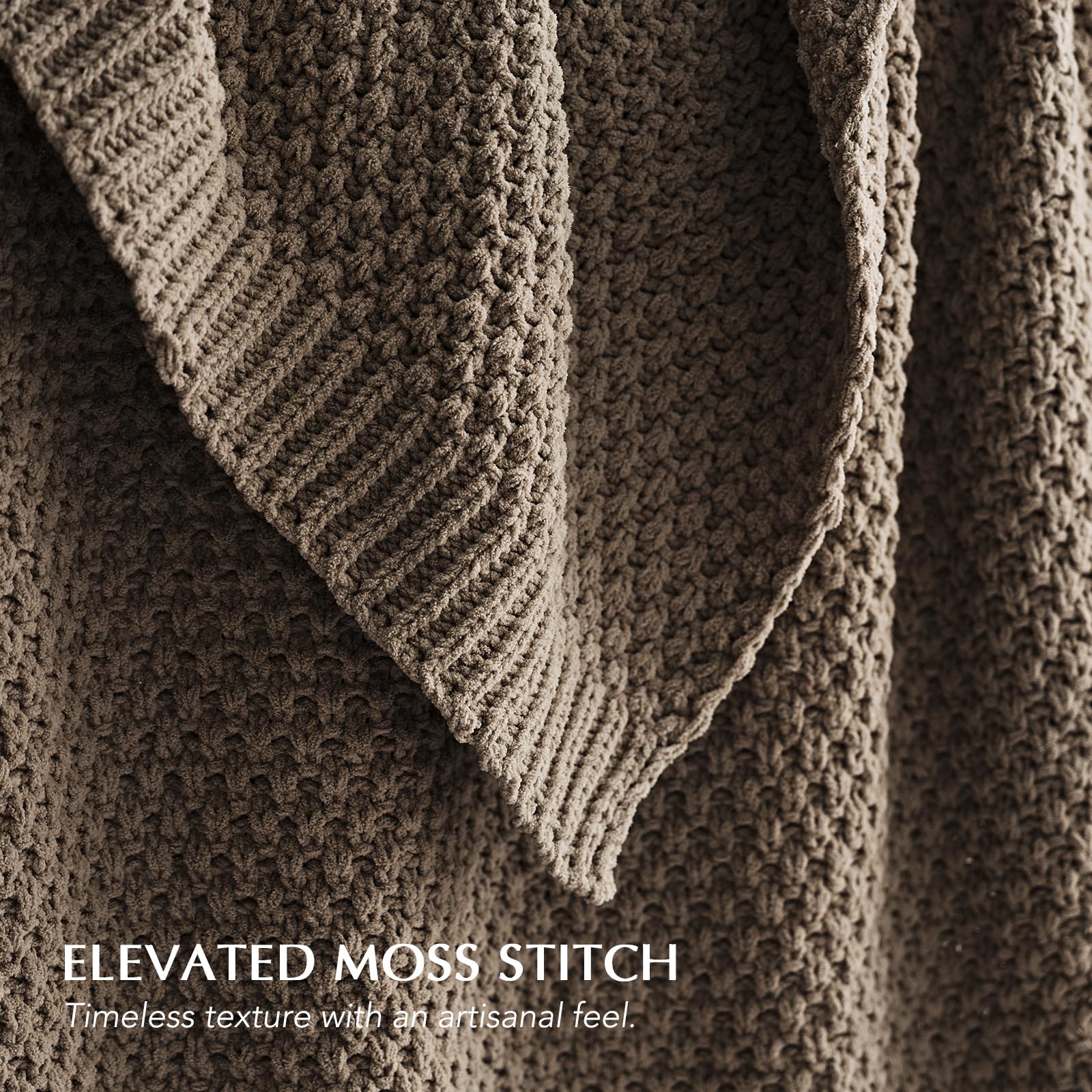EverGrace close-up of moss stitch knit highlighting dimensional texture and visual depth