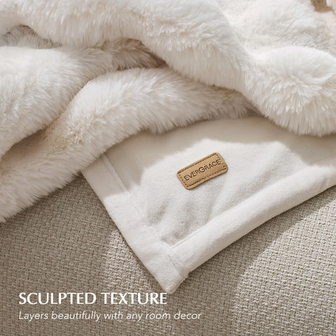 EverGrace draped on sofa as styling accent, elevates living room decor
