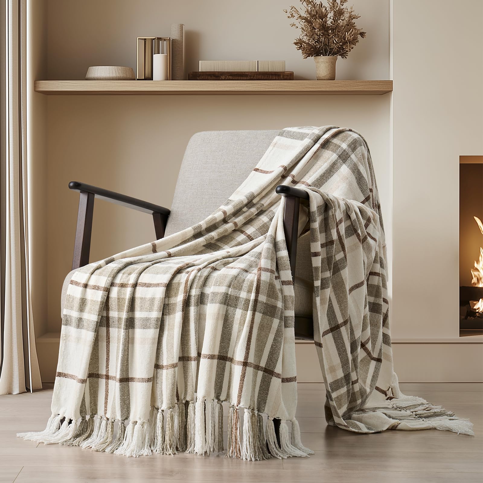 EverGrace throw front view showing plaid design and cozy look