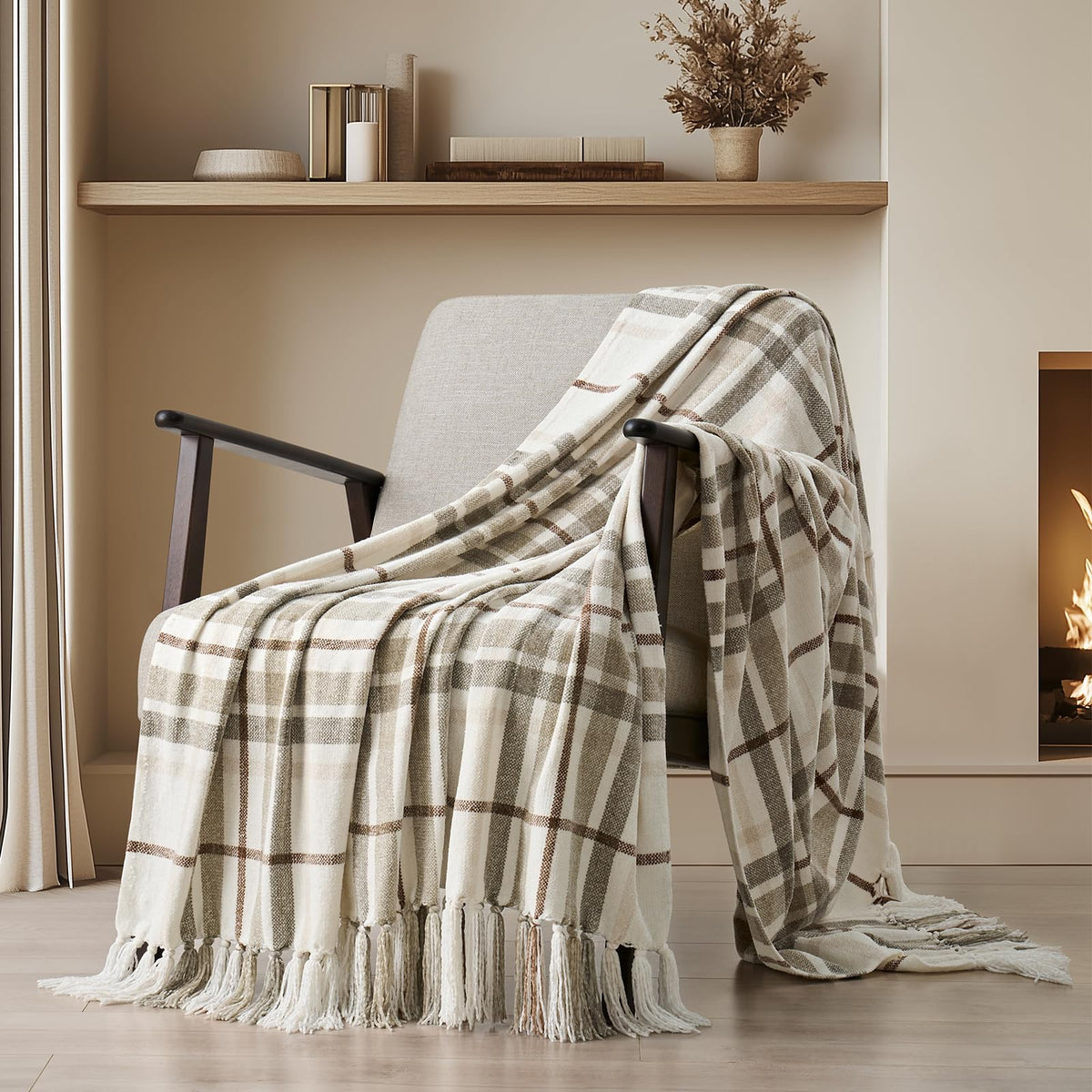 EverGrace throw front view showing plaid design and cozy look