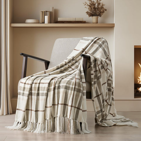 EverGrace throw front view showing plaid design and cozy look
