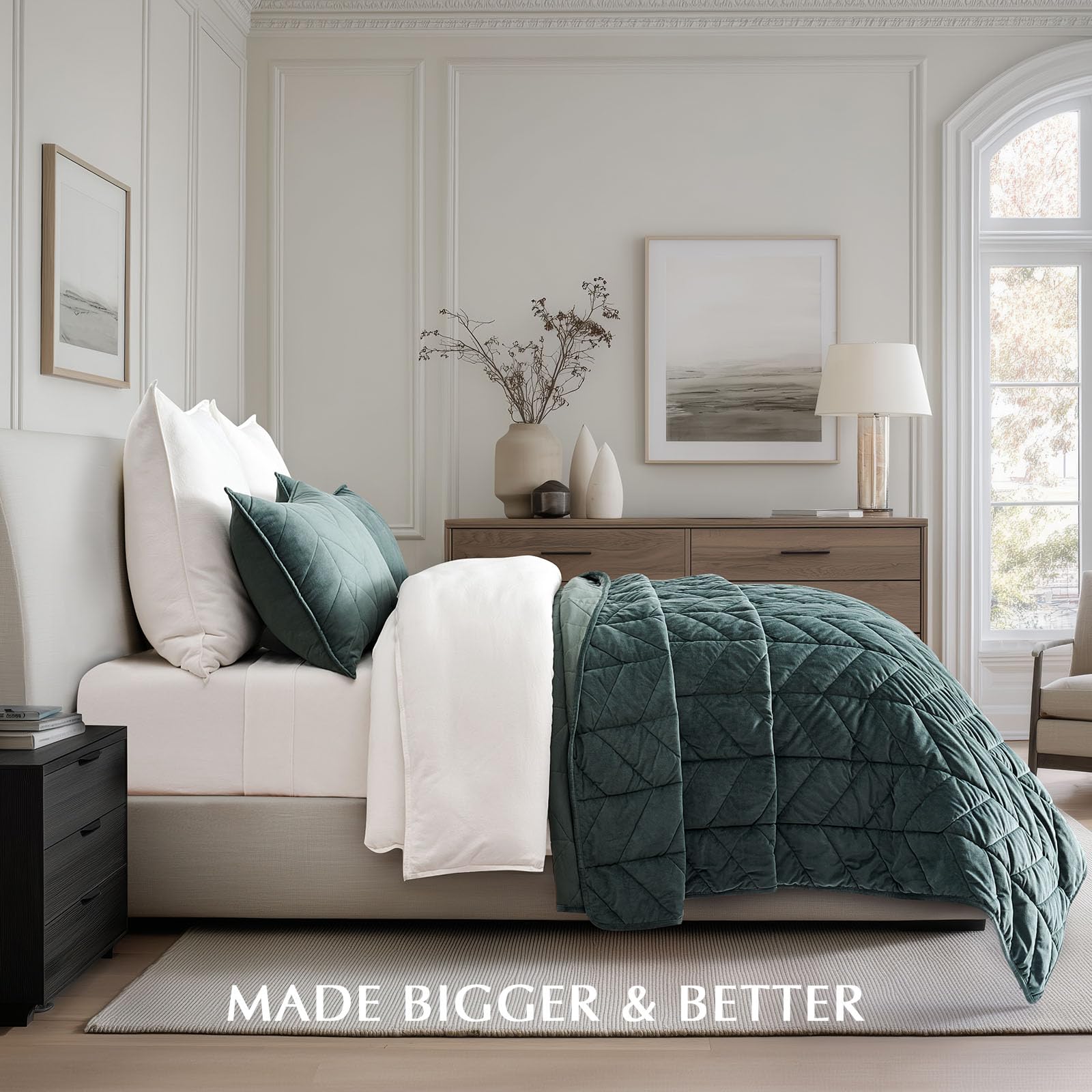 EverGrace quilt on styled bed with matching shams creating coordinated decor