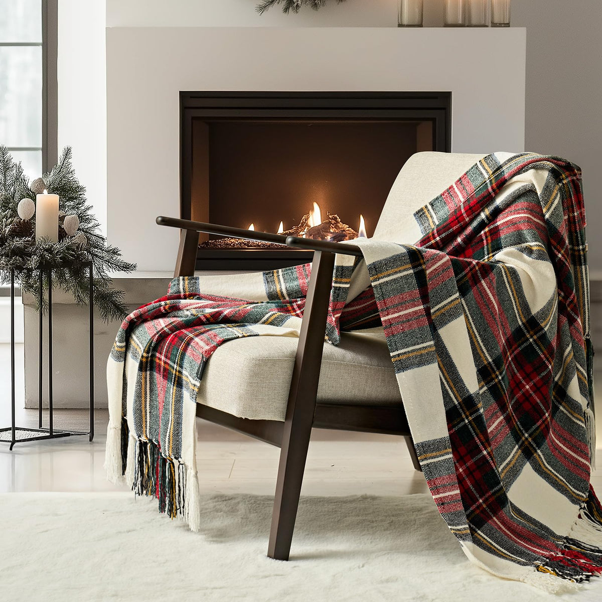 EverGrace front view showing White Stewart plaid and festive style