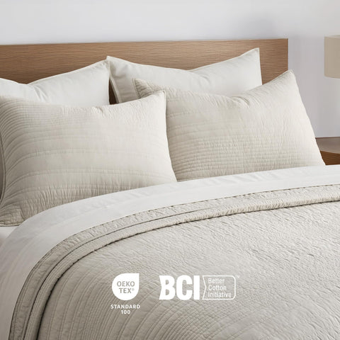 EverGrace king quilt on mattress illustrating full overhang coverage