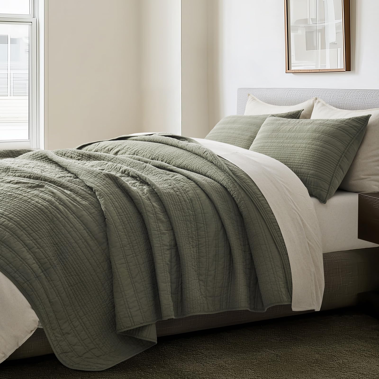 EverGraceHome folded quilt showing garment-washed cotton softness and texture