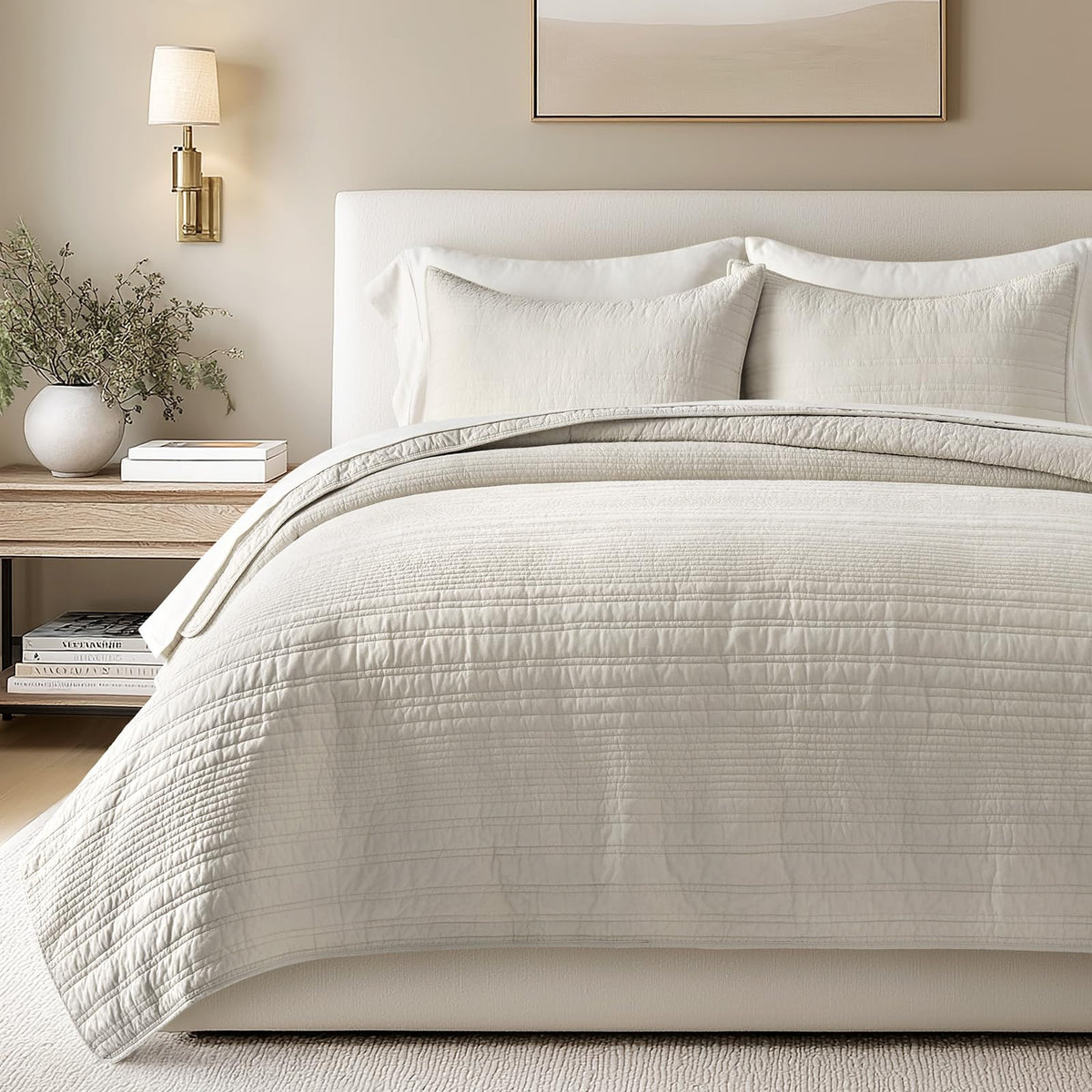 EverGrace quilt front view on king bed showing modern warmth