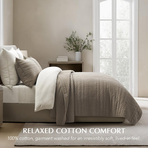 EverGrace close-up of stone taupe cotton showing soft texture and breathable weave