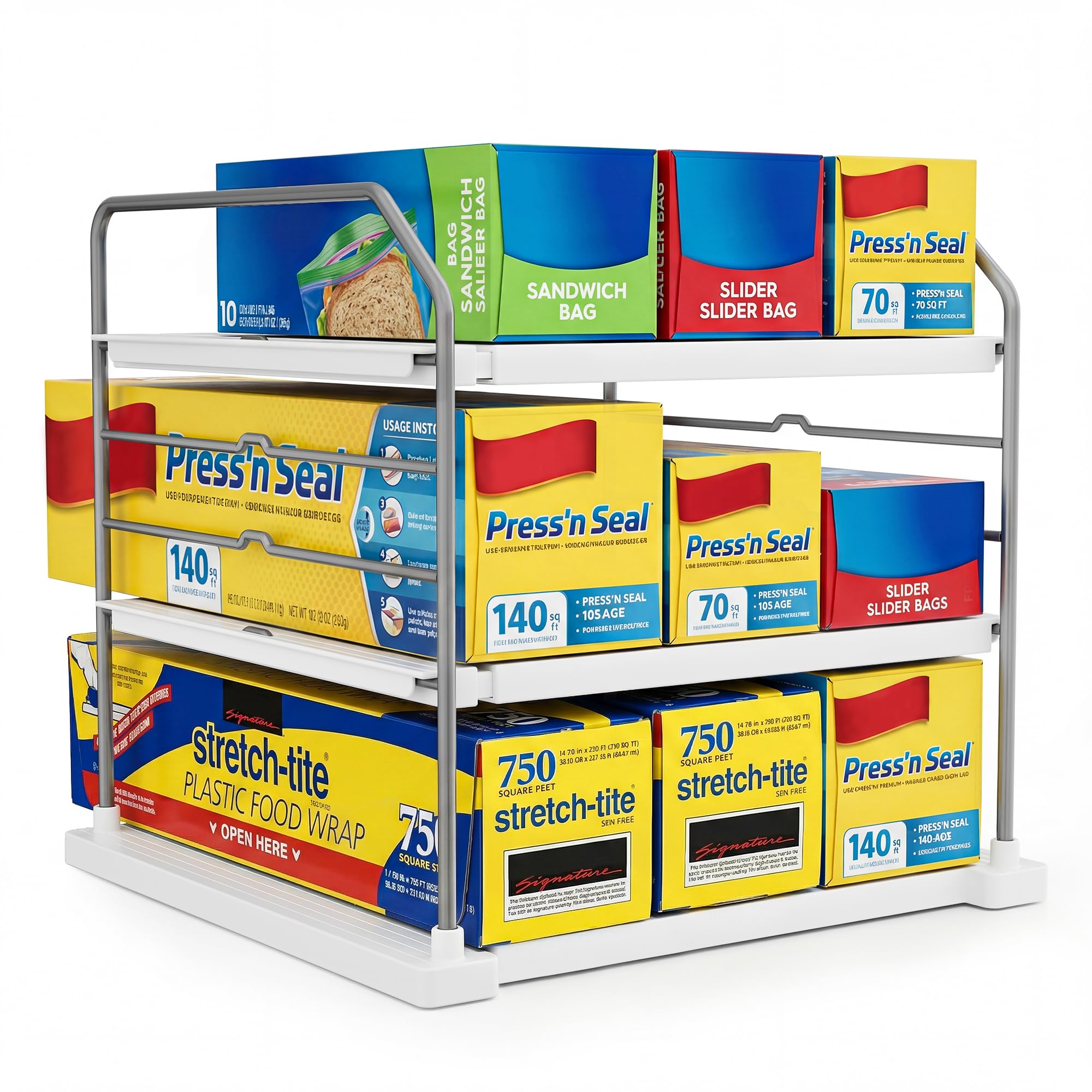EVERIE front view showing the two-pack organizer and packaging, tidy storage benefit