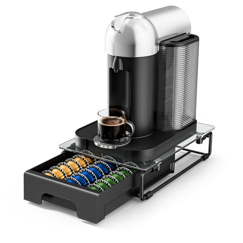 EVERIE front view tempered glass drawer showing clear pod visibility and neat storage