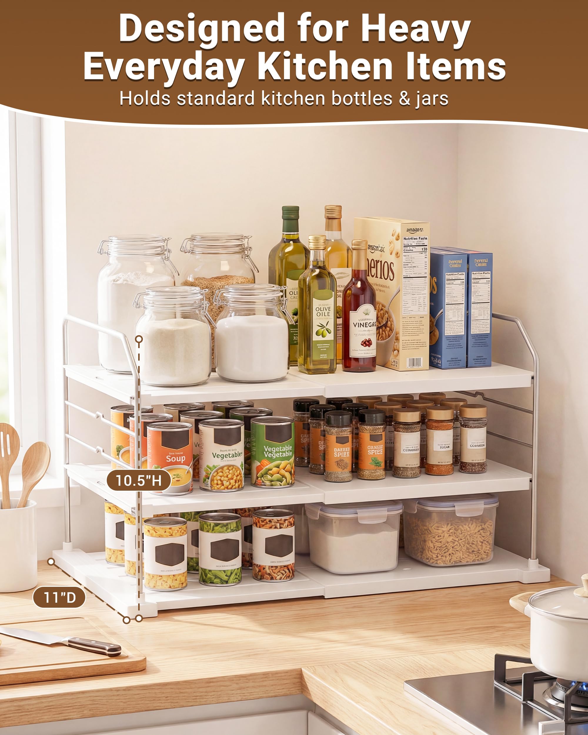 EVERIE shelves loaded with plastic wrap and foil boxes for quick access