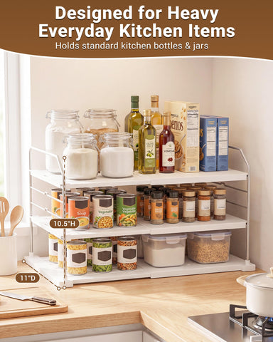 EVERIE shelves loaded with plastic wrap and foil boxes for quick access