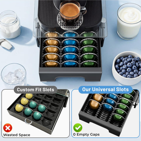 EVERIE drawer open displaying organized pods for fast selection and refill