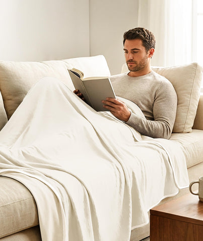 Multiple color options of Everlasting Comfort blankets displayed, helps choose style