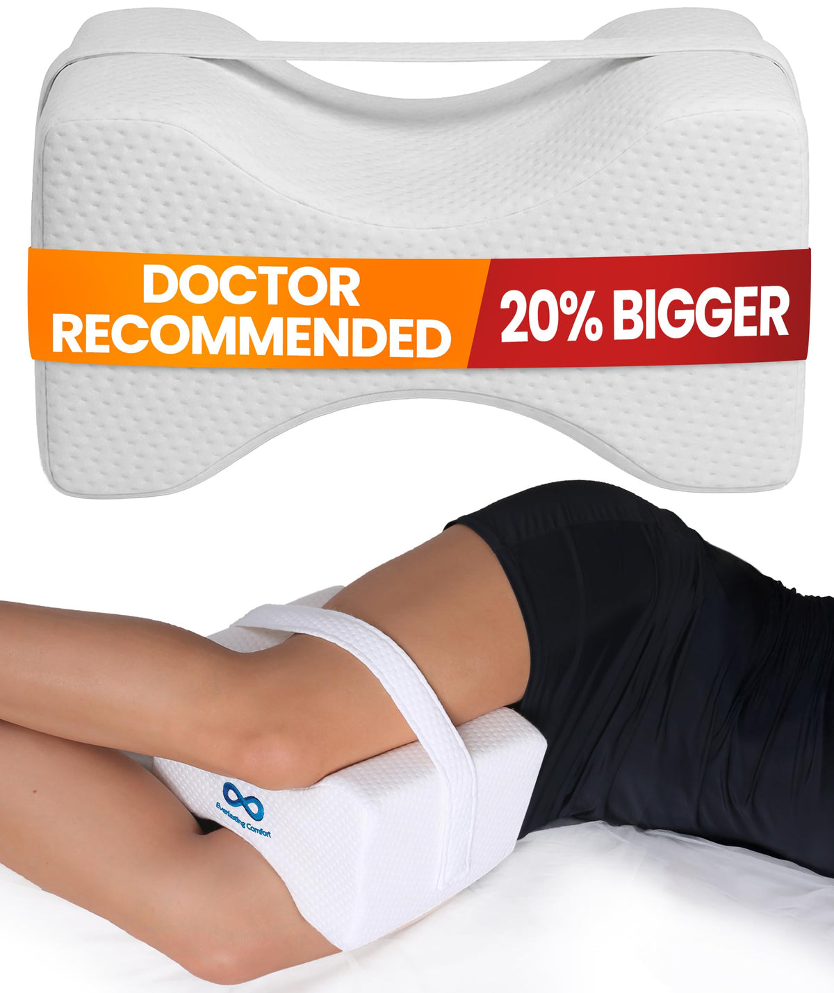 Everlasting Comfort pillow front view showing ergonomic curve and support