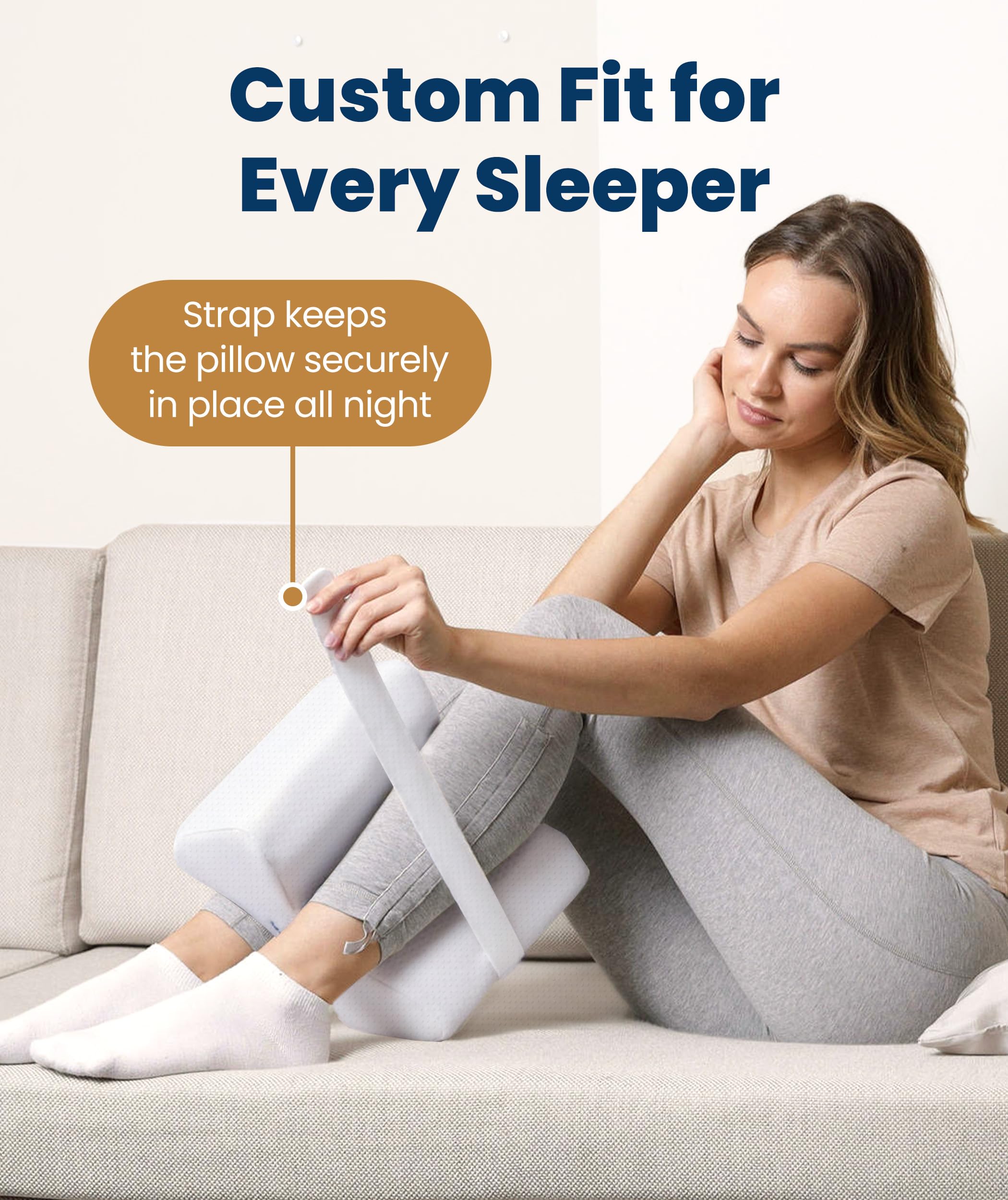 Everlasting Comfort used between legs by side sleeper for spine alignment