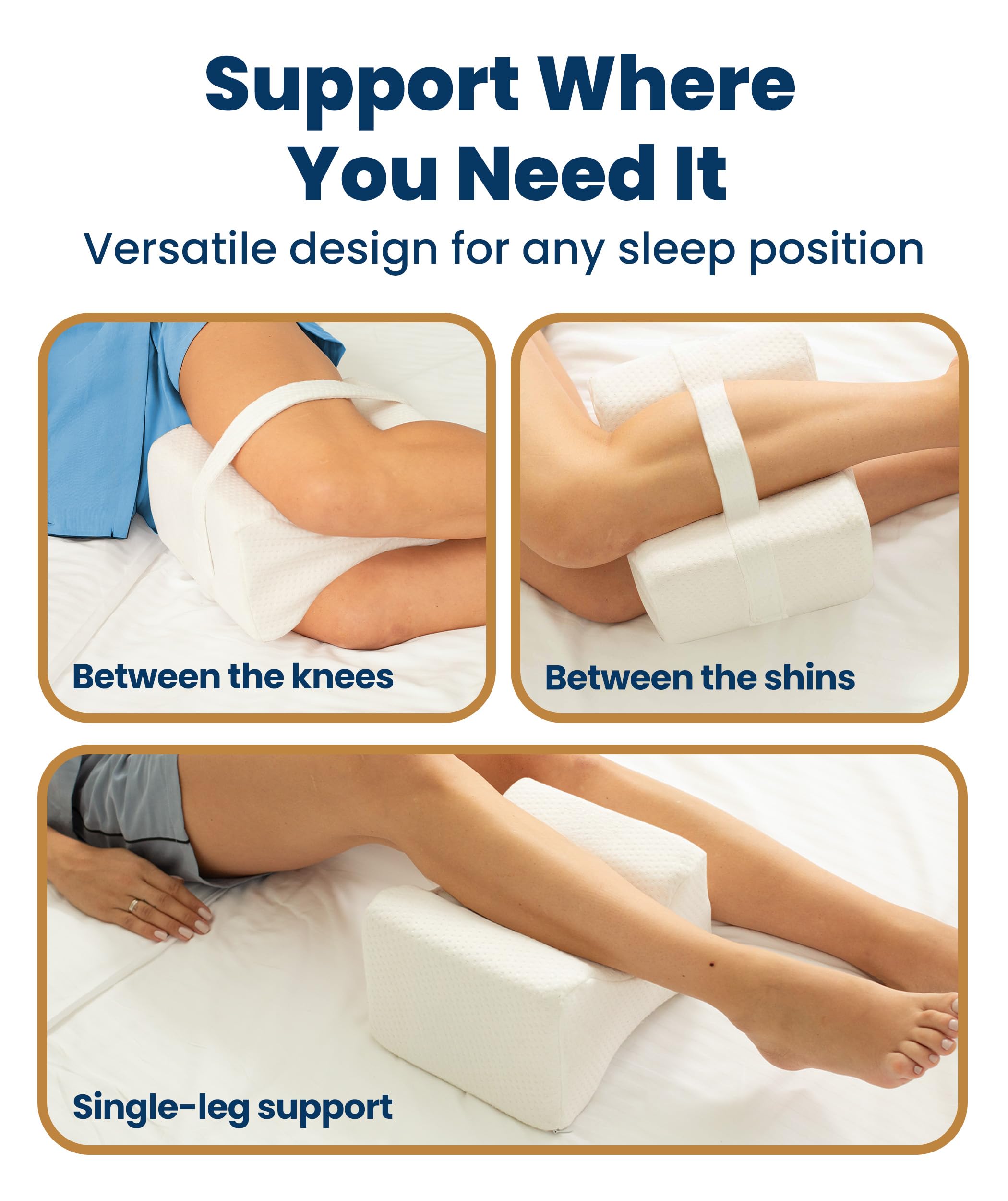 Everlasting Comfort adjustable strap detail keeping pillow secure while sleeping