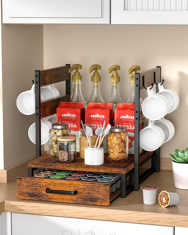 Evermagin drawer open revealing 35 K-Cups for quick flavor selection
