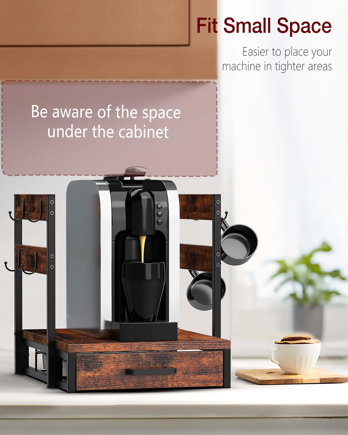 Evermagin lifestyle shot on kitchen counter highlighting tidy coffee station benefit