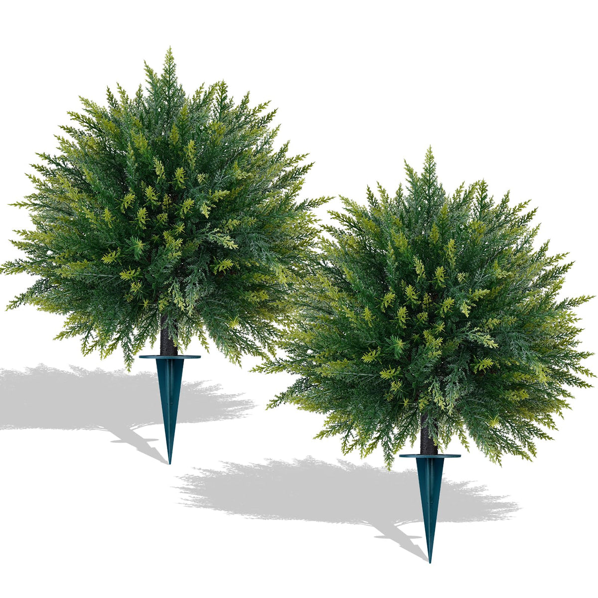 EverNature front view of two topiary balls showing balanced curb appeal