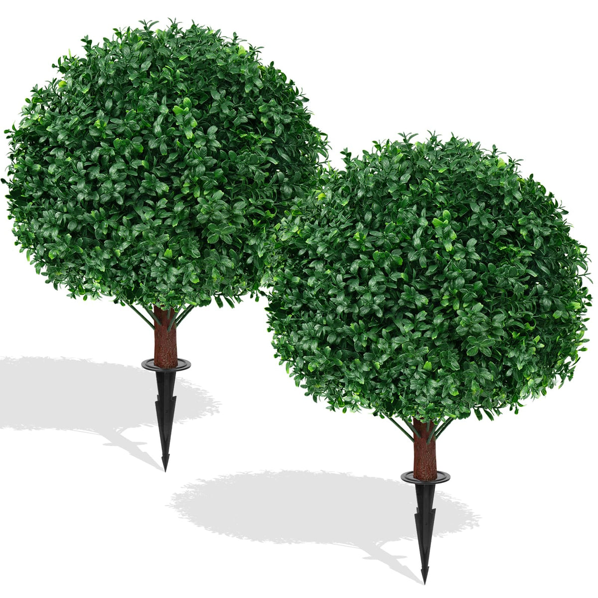 EverNature front view of two topiary balls, elegant entryway accent