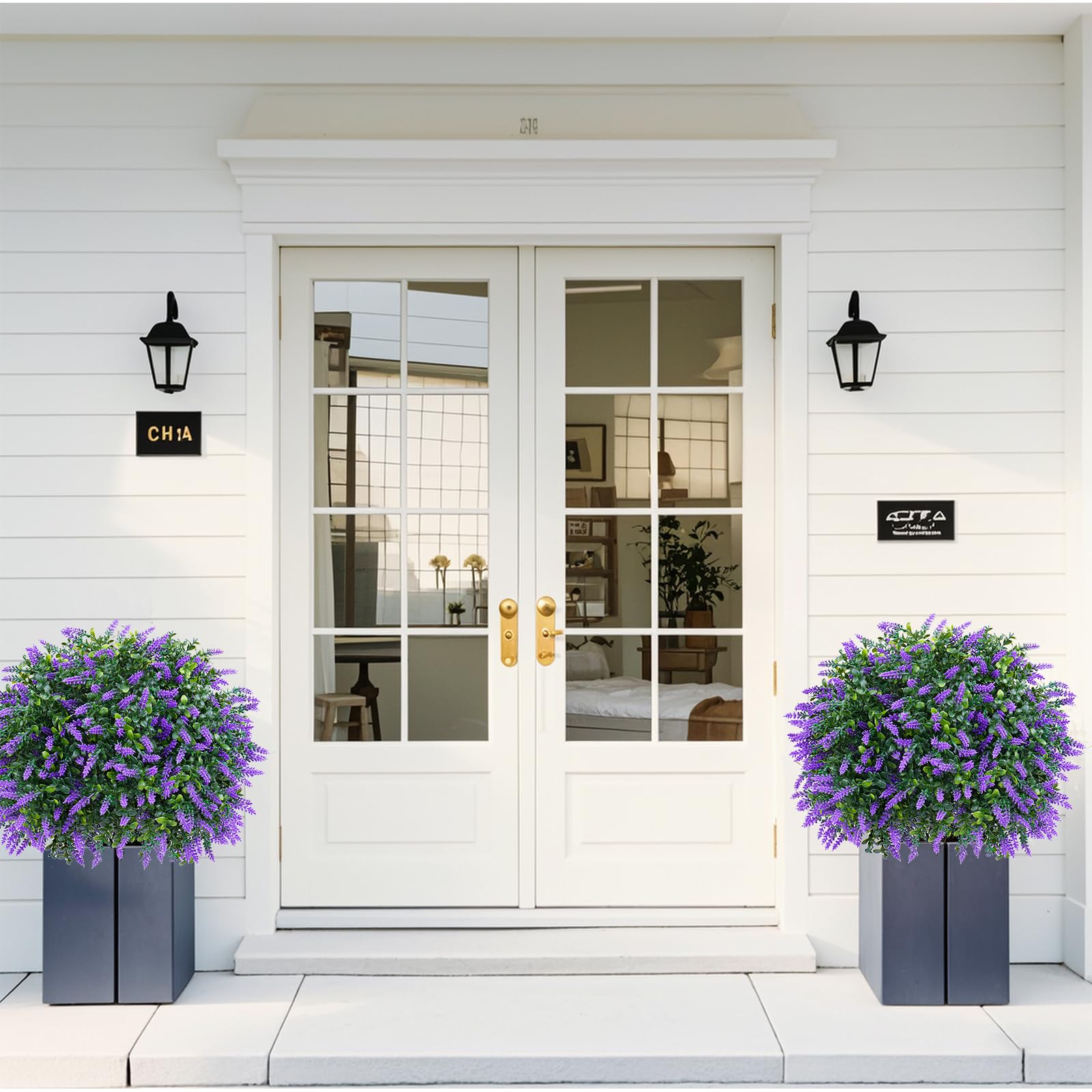EverNature topiary in planter on porch demonstrating elegant, low-maintenance decor
