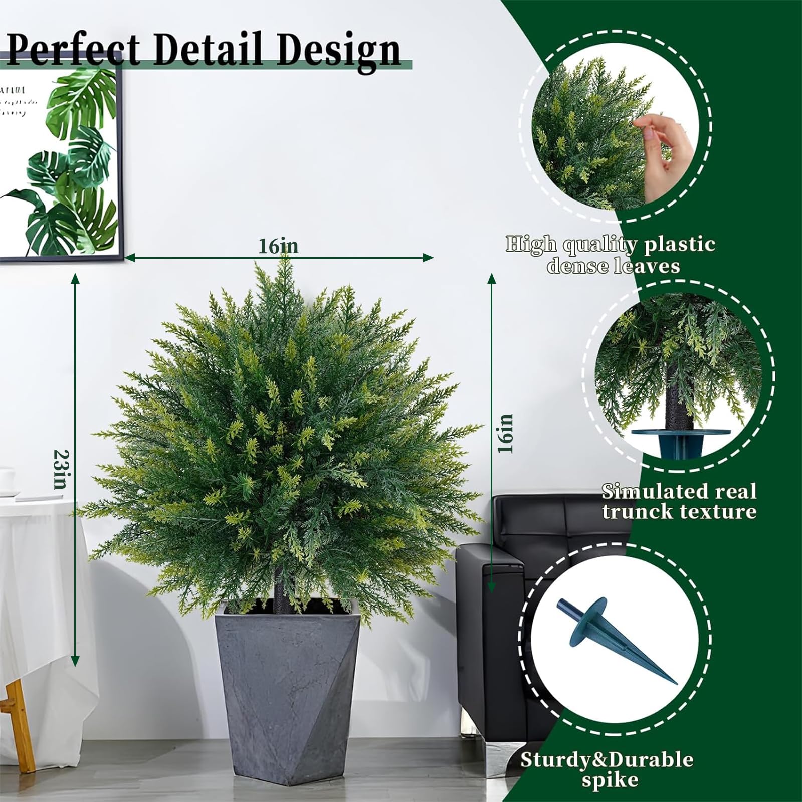 EverNature topiary installed in a planter demonstrating tool-free setup benefit