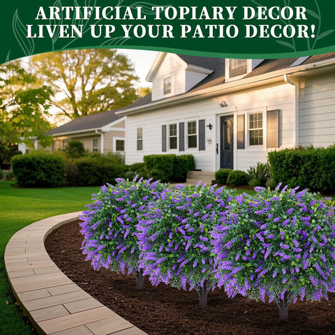 EverNature topiary in rain showing water-resistant leaves and outdoor resilience