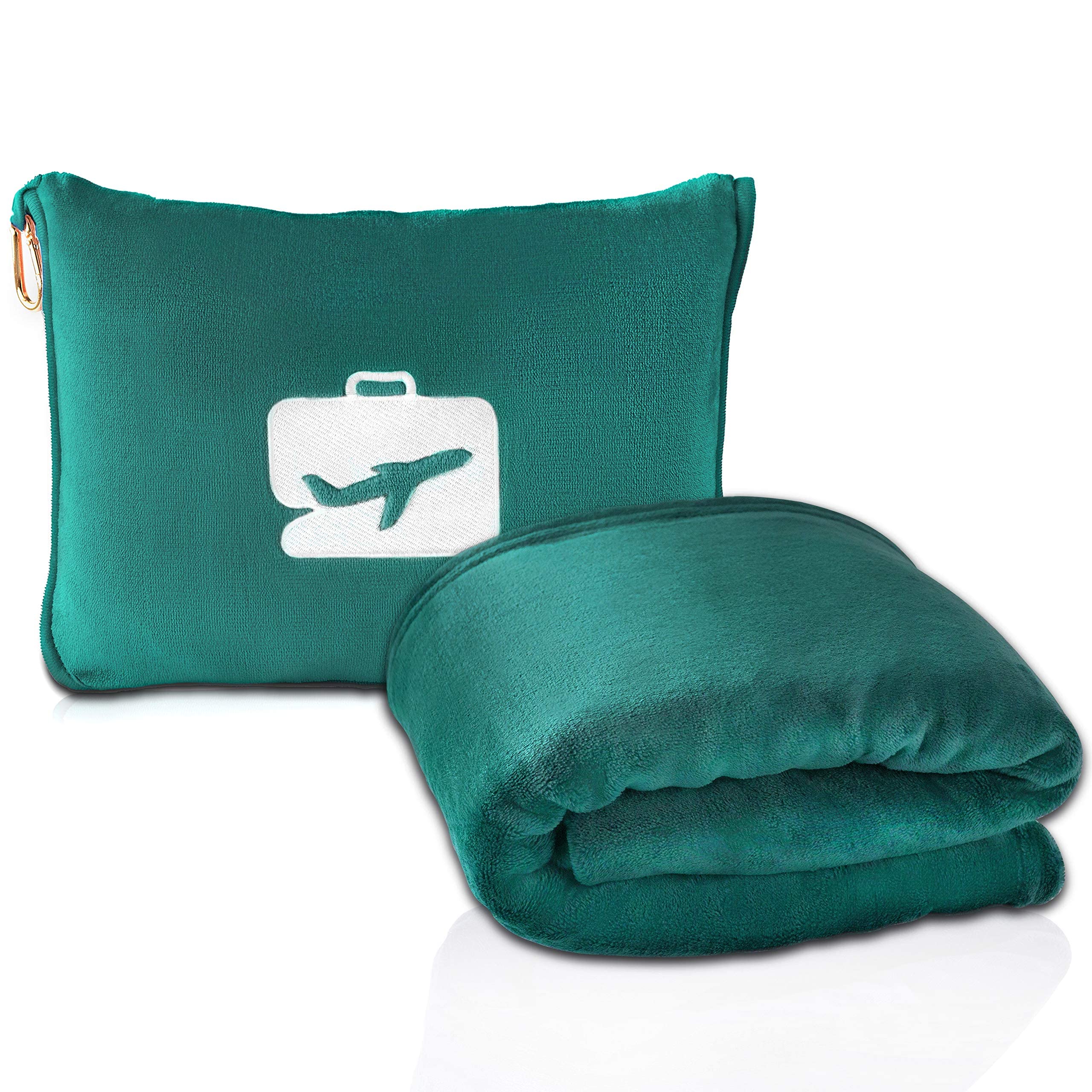 EverSnug blanket in case front view shows neat packability and travel convenience