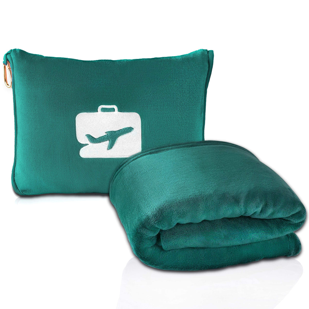 EverSnug blanket in case front view shows neat packability and travel convenience