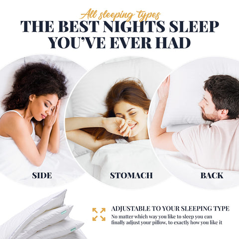 EverSnug pillows styled on made bed showing hotel-like comfort and breathability