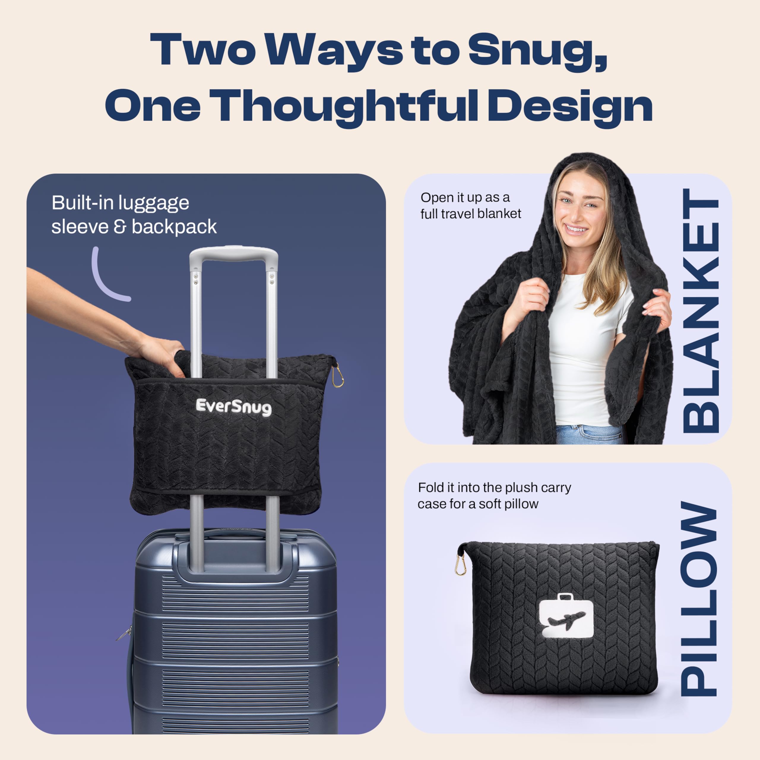 EverSnug unfolded blanket full view providing generous coverage for travel
