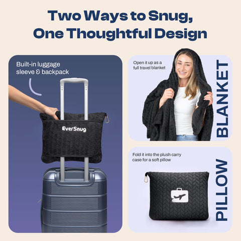 EverSnug unfolded blanket full view providing generous coverage for travel
