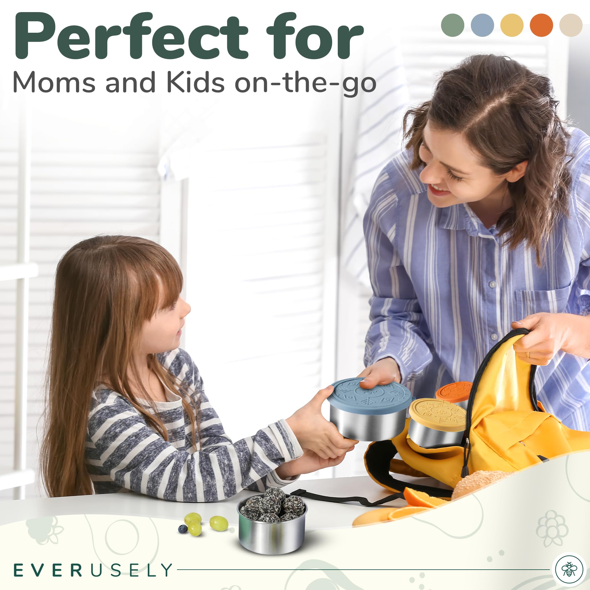 Everusely containers packed inside a backpack for commute-ready meals