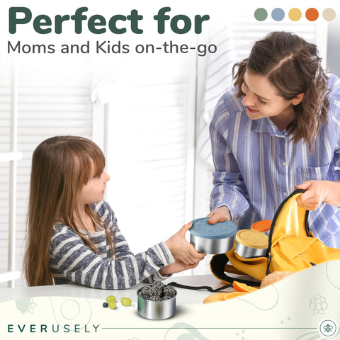 Everusely containers packed inside a backpack for commute-ready meals