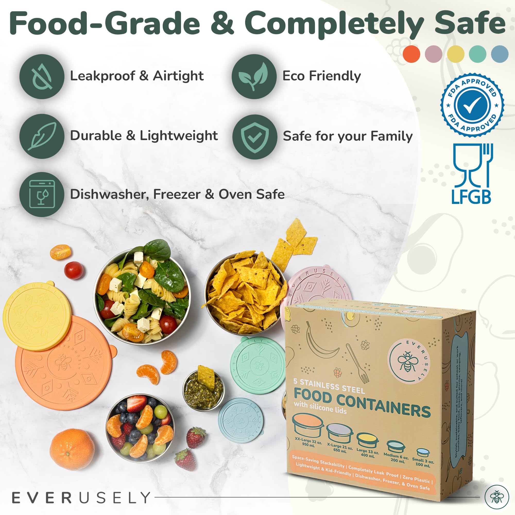 Everusely stacked containers inside a refrigerator demonstrating compact space-saving storage