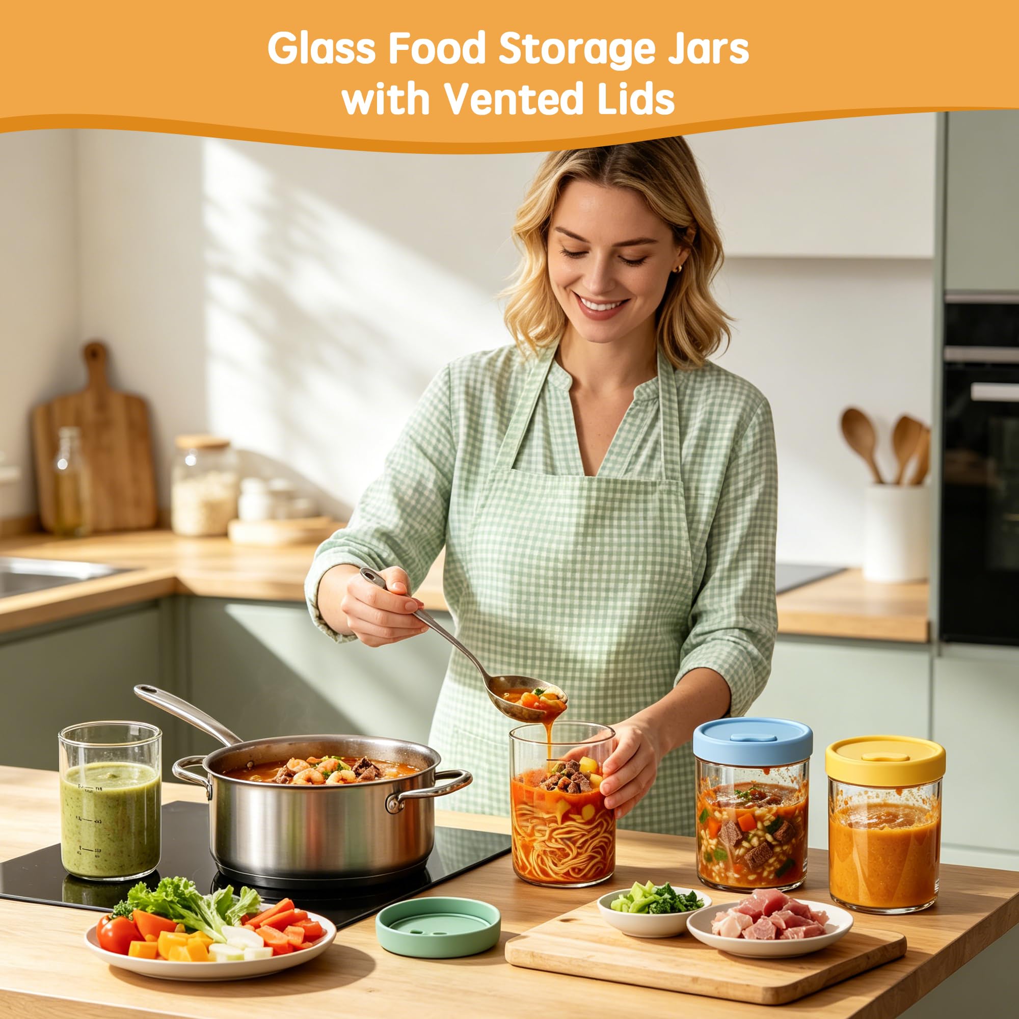 Evjeal stacked containers in refrigerator saving space and promoting neat organization