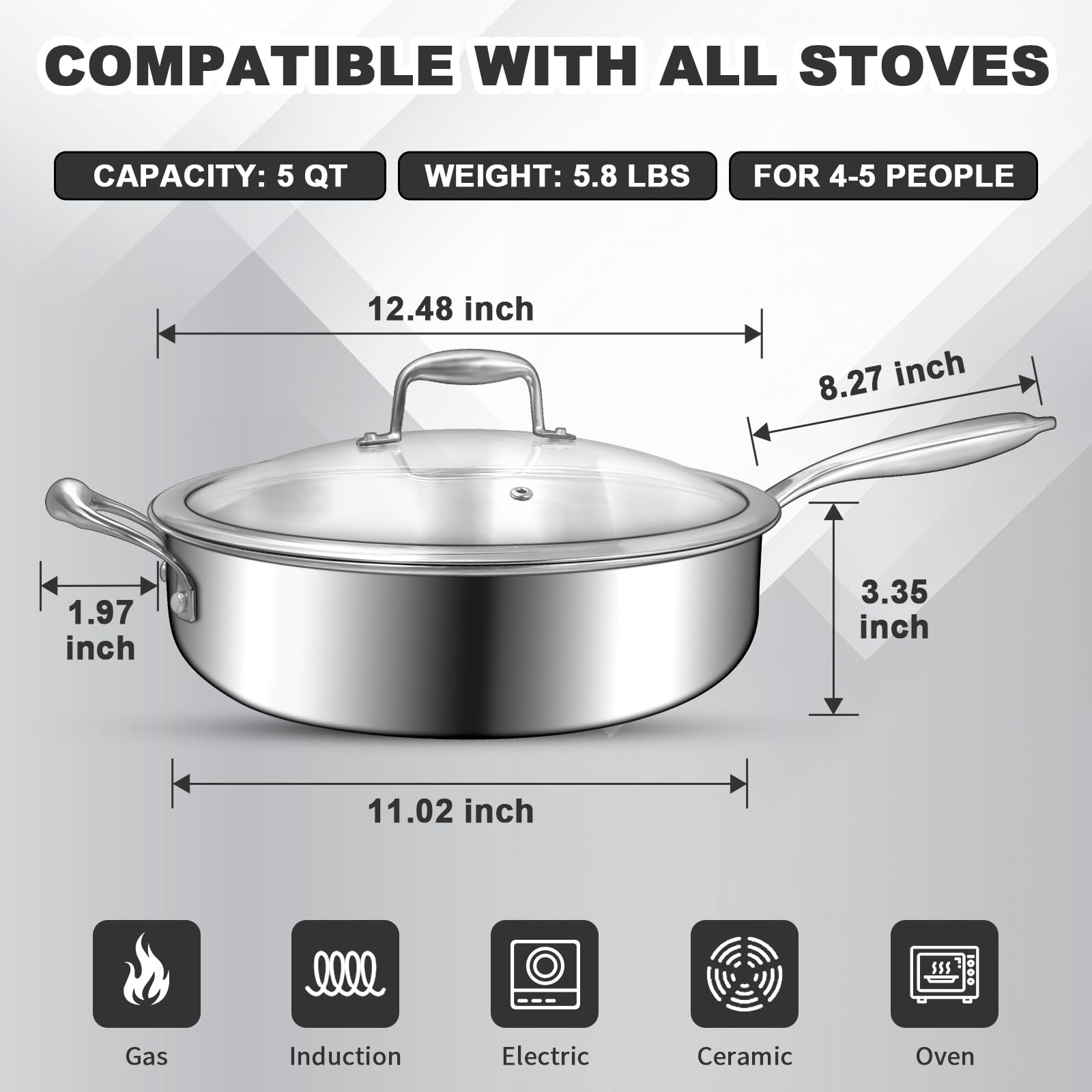 EWFEN side profile revealing tri-ply cladding and magnetic base for induction compatibility